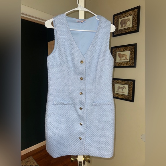 Bebop Blue Tweed Sleeveless Dress - Picture 1 of 4